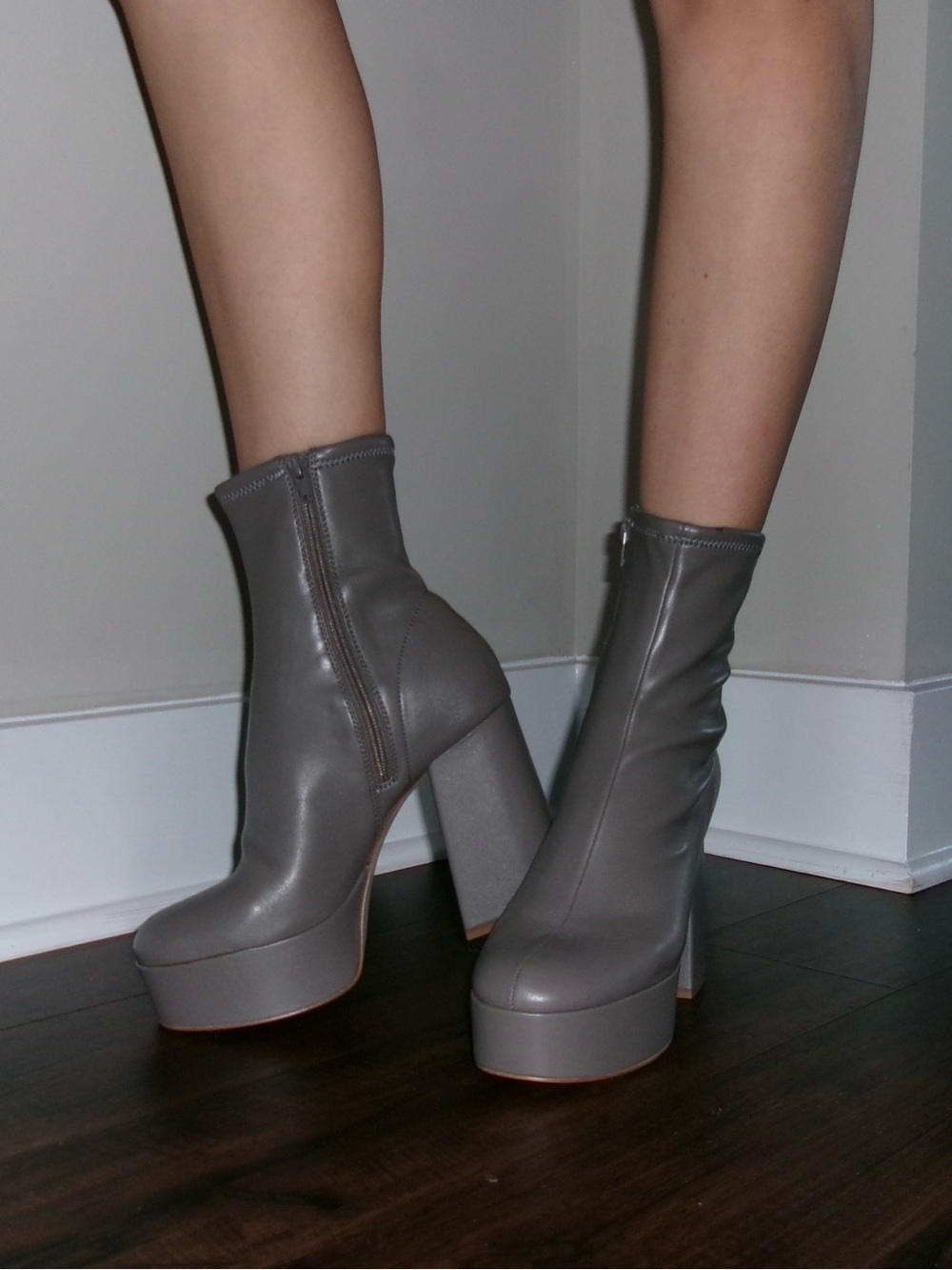 Steve Madden Gray Platform Ankle Boots